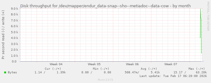 Disk throughput for /dev/mapper/endur_data-snap--sho--metiadoc--data-cow