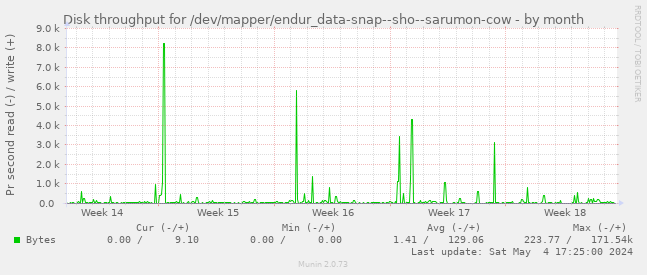 Disk throughput for /dev/mapper/endur_data-snap--sho--sarumon-cow